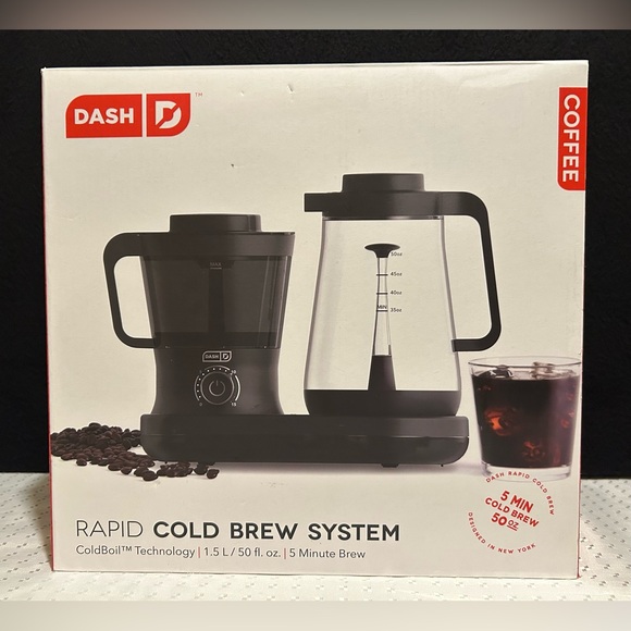 NEW Dash Rapid Cold Brew System Coffee Maker 5 Minute Brew 50 oz DCBCM550BK - Picture 1 of 6